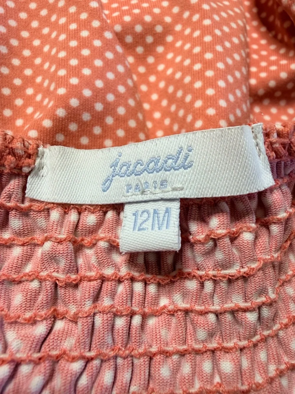 Jacadi Peach and White Polka Dot Swim Suit 12months